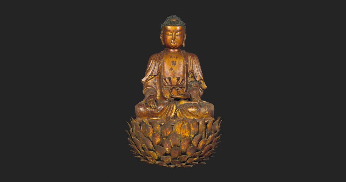 释迦牟尼坐像，真鍮製，重約2000克 藏中十四世紀銅合金鎏金釋迦牟尼佛坐像| Indian and Himalayan